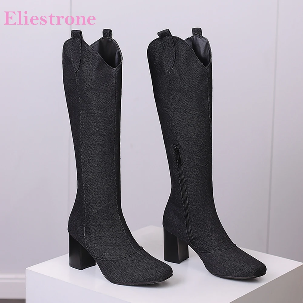 New Winter Black Blue Women Kn - Riding Boot Short recension och pris