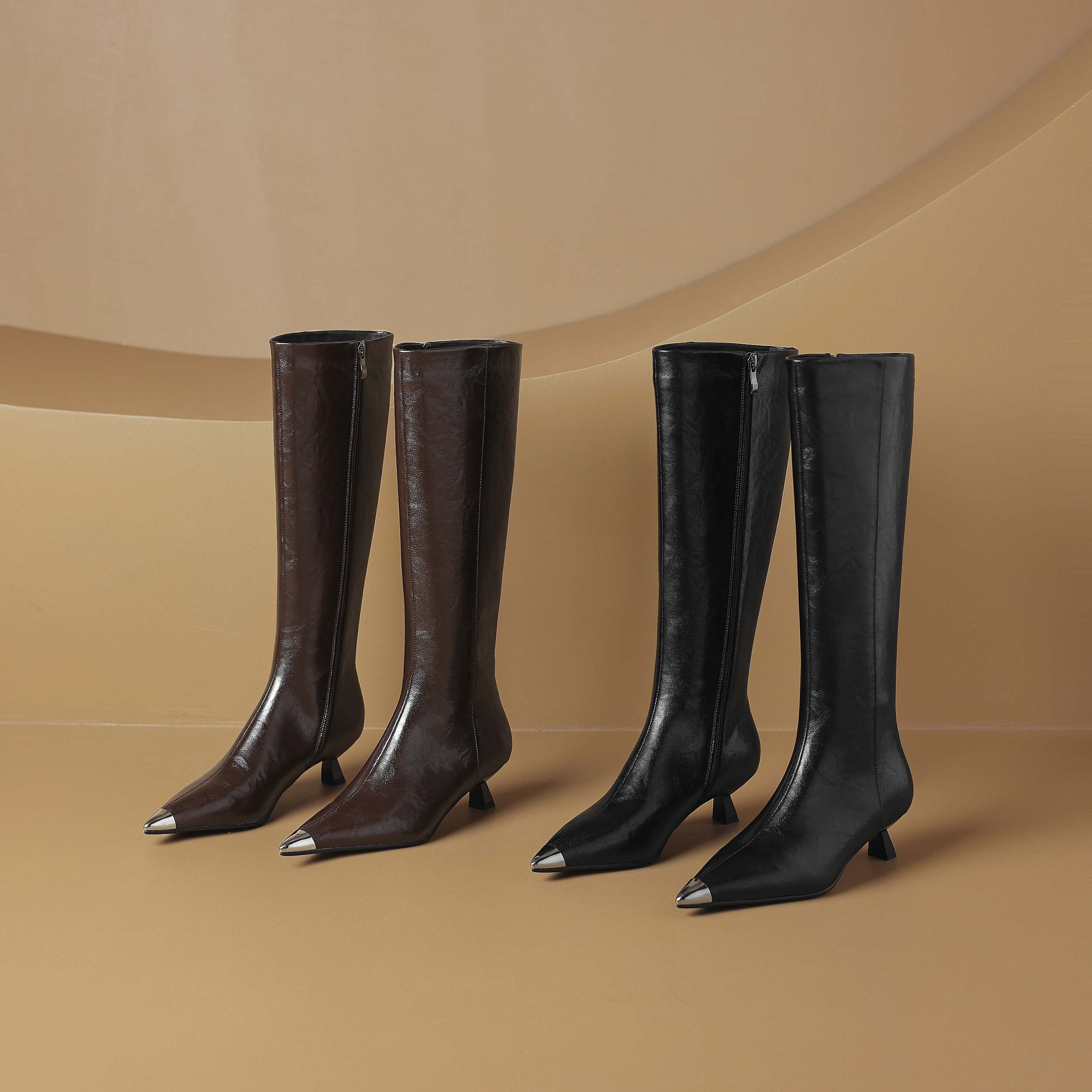 Cow Split Leather Pointed Toe  - Riding Boot Short recension och pris
